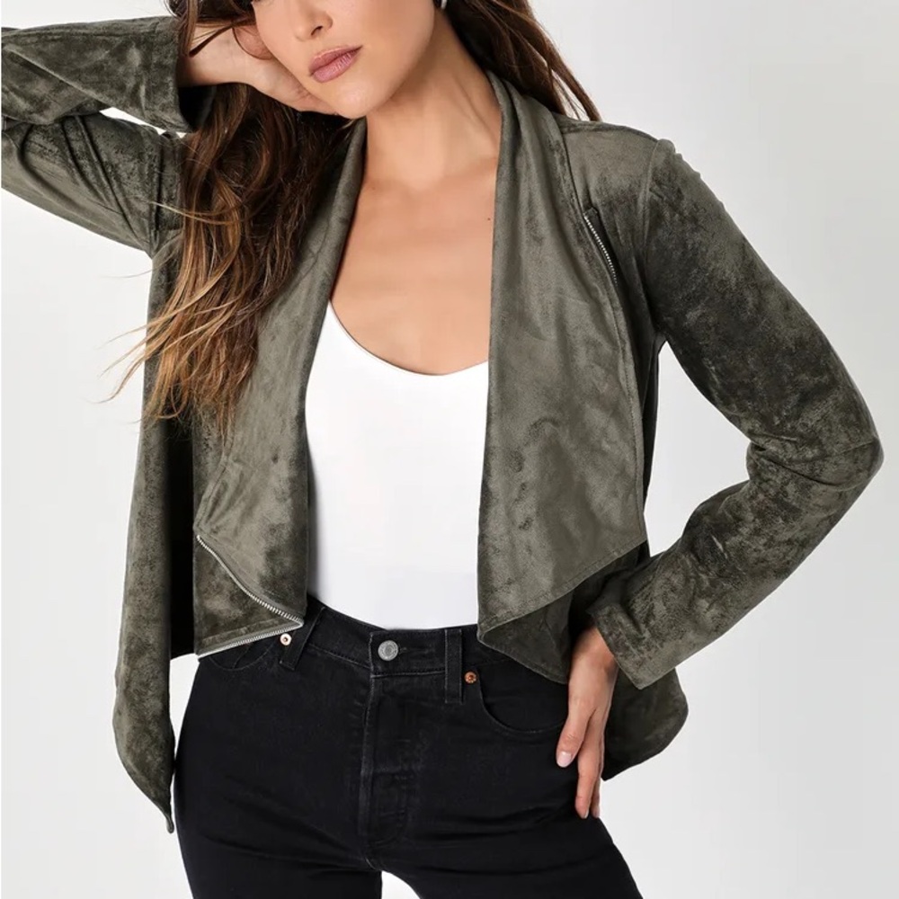 Lulu's Green Blazer with Waterfall Collar